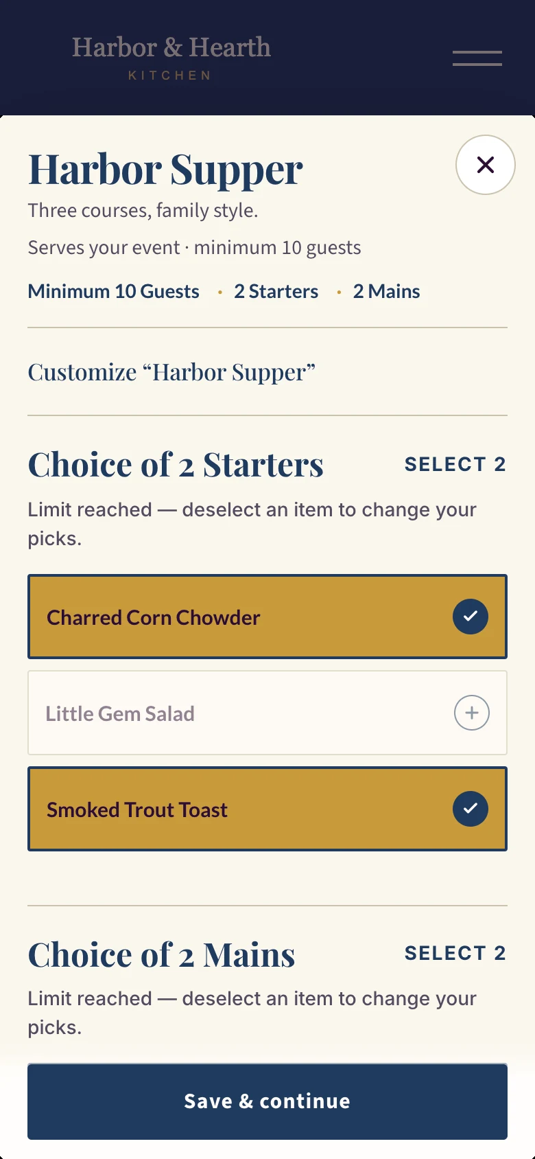 Customizing a package on a phone
