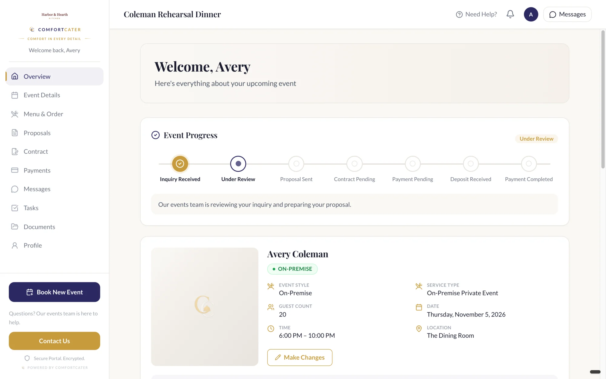 Guest portal: the guest’s own page for their event, Heritage design